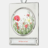 Mohnfeld Die Natur blüht Blume Banner-Ornament Silber (Links)