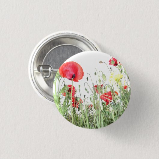 Mohnfeld Die Natur blüht Blume Button (Vorne & Hinten)