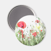 Mohnfeld Die Natur blüht Blume Magnet (Vorderseite/Rückseite)