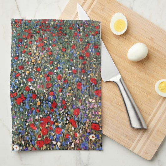 Mohnfeld, Gustav Klimt Geschirrtuch (Viertel Falte)