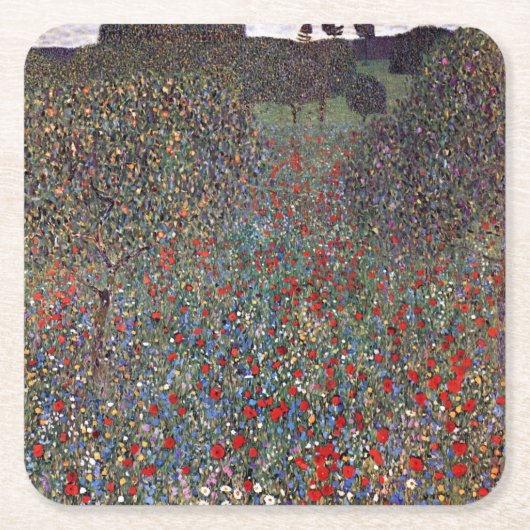 Mohnfeld, Gustav Klimt Rechteckiger Pappuntersetzer (Vorderseite)