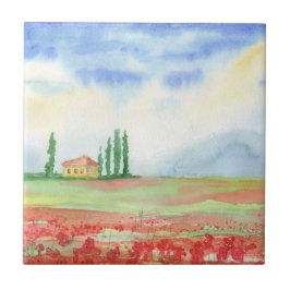 Mohnfeld in der Toskana Fliese