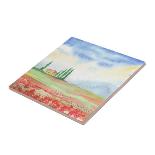 Mohnfeld in der Toskana Fliese (Seite)