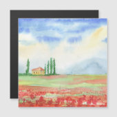 Mohnfeld in der Toskana Magnetkarte (Vorne/Hinten)