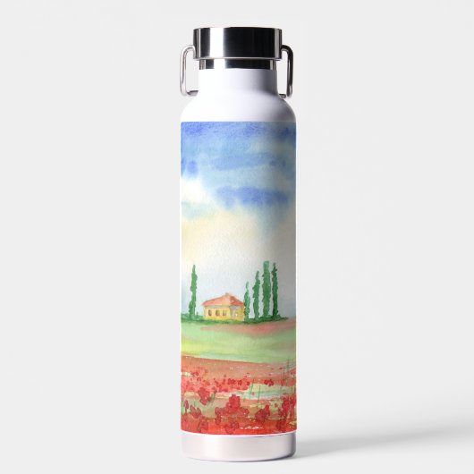 Mohnfeld in der Toskana Trinkflasche (Vorne)
