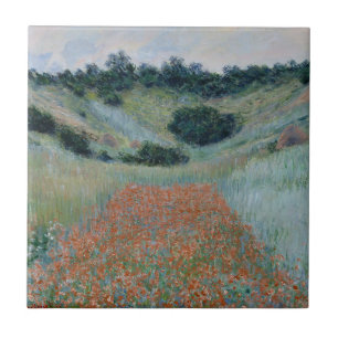 Mohnfeld in einem Heiligen bei Giverny (von Monet) Fliese