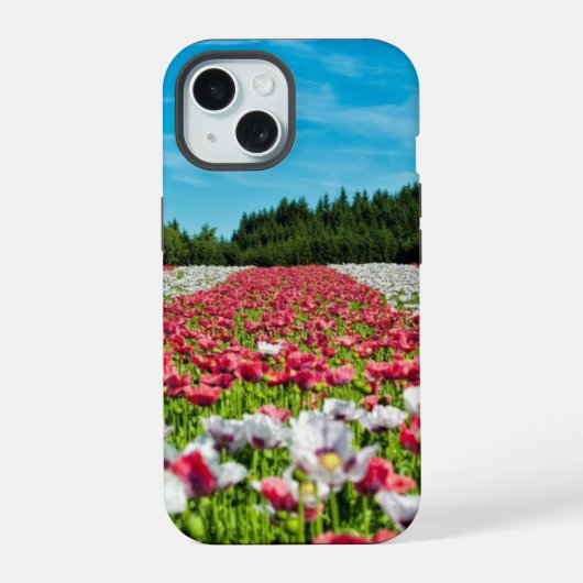 Mohnfeld iPhone 15 Hülle (Rückseite)