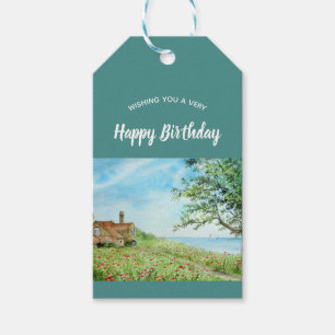 Mohnfeld Landschaft Aquarellmalerei Geschenkanhänger
