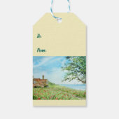Mohnfeld Landschaft Wasserfarben Malerei Geschenkanhänger (Rückseite)