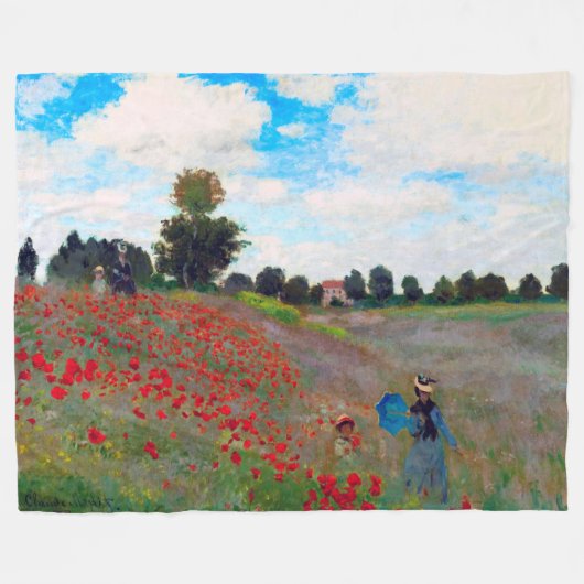 Mohnfeld, Monet Fleecedecke (Vorderseite (Horizontal))