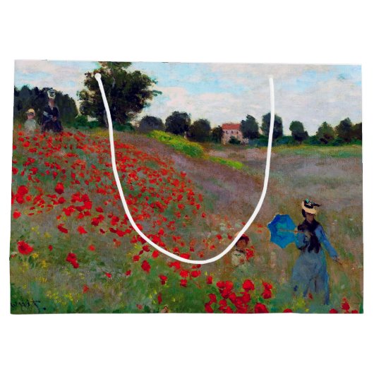 Mohnfeld, monetäre große Geschenktasche Geschenktüte (Rückseite)