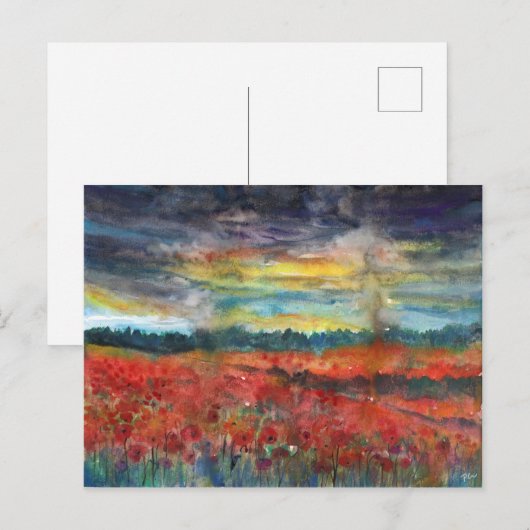 Mohnfeld nach Regen Postkarte (Vorne/Hinten)