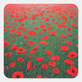 Mohnfeld Quadratischer Aufkleber