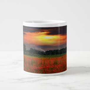 Mohnfeld und Dampflokomotive Jumbo-Tasse