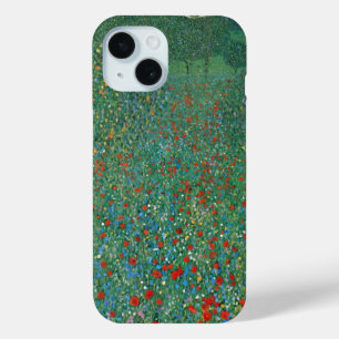 Mohnfeld von Gustav Klimt, Vintage Art Nouveau iPhone 15 Hülle