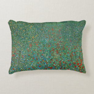 Mohnfeld von Gustav Klimt, Vintage Art Nouveau Dekokissen