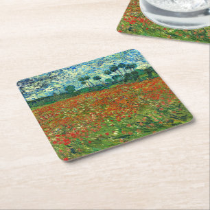 Mohnfeld von Vincent Van Gogh Rechteckiger Pappuntersetzer