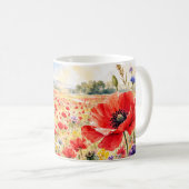 Mohnfeld - Wasserfarben-Mohn Kaffeetasse (VorderseiteRechts)