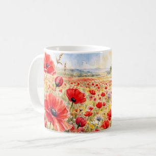 Mohnfeld - Wasserfarben-Mohn Kaffeetasse