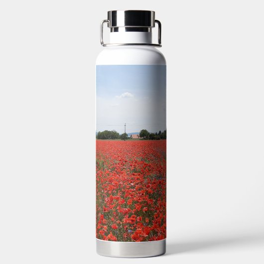 Mohnfeld - Wasserflasche Trinkflasche (Rückseite)