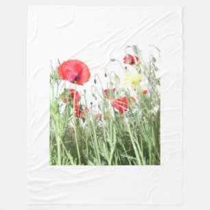 Mohnfelder Blume Sonnenblumen Herz Fleecedecke