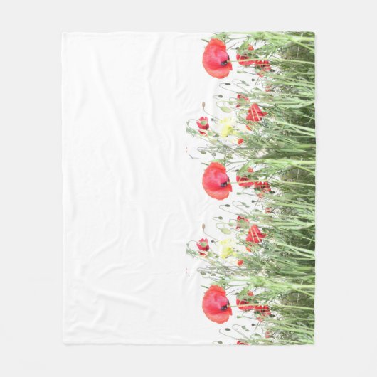 Mohnfelder Blume Sonnenblumen Herz Fleecedecke (Vorderseite)