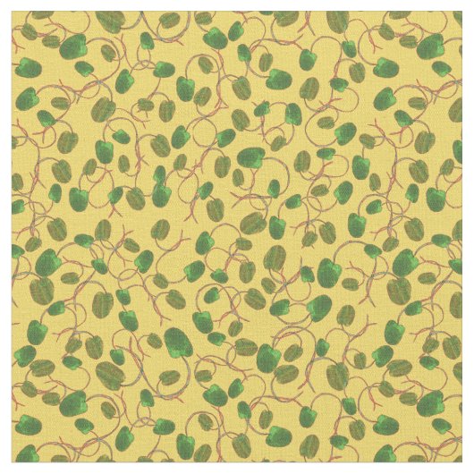 Mohnfelder Grüne Mohnknospen auf gelbem Stoff (Nahaufnahme)