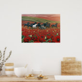 Mohnfelder zum Malen von Wildpferden & Bikerdrucke Poster (Küche)