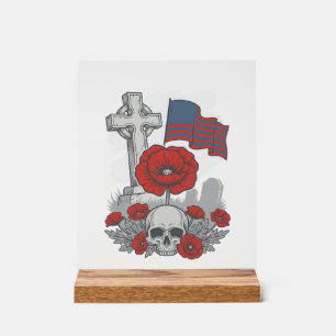 Mohnflaggenkreuz zum Gedenken an die Veteranen Vin Acrylschild