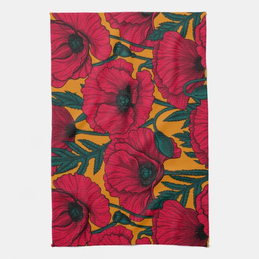 Mohngarten Geschirrtuch (Vertikal)