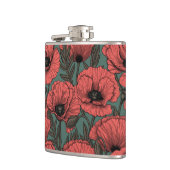 Mohngarten in Korallen, Braun und Pinienwäldern Flachmann (Links)