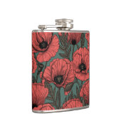 Mohngarten in Korallen, Braun und Pinienwäldern Flachmann (Rechts)