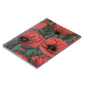 Mohngarten in Korallen, Braun und Pinienwäldern Notizblock (Linke Seite)