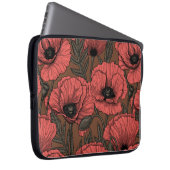 Mohngarten in Korallen und Braun Laptopschutzhülle (Vorne Rechts)