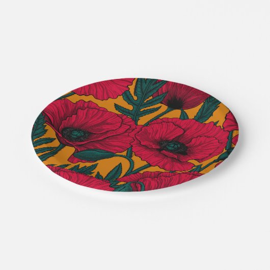 Mohngarten Pappteller (Schrägansicht)