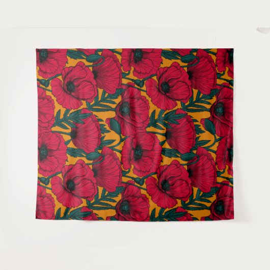 Mohngarten Wandteppich (Vorderseite (Horizontal))