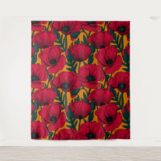 Mohngarten Wandteppich (Vorderseite)