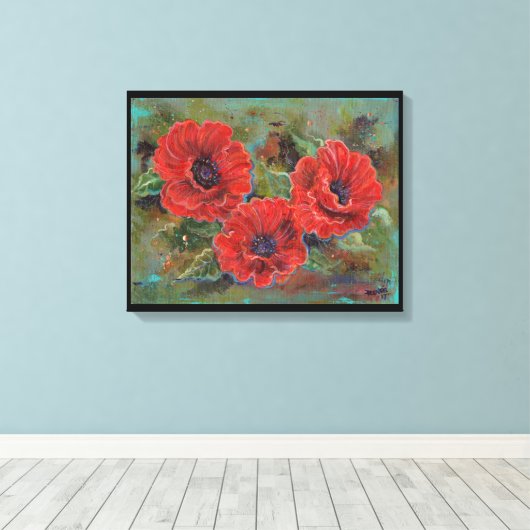 Mohngepackte Leinwand-Blume von Renee Lavoie Leinwanddruck (Insitu (Holzboden))