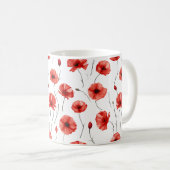 Mohngepresste Blume im Wasserfarbstil Kaffeetasse (VorderseiteRechts)