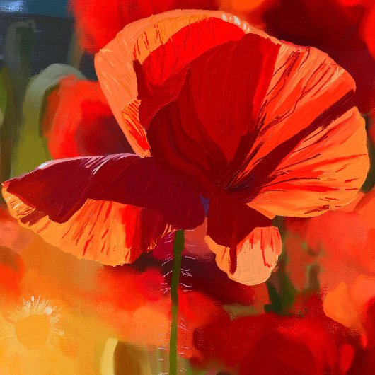 Mohnhaus - Ölmalerei Fotodruck