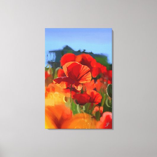 Mohnhaus - Ölmalerei Leinwanddruck (Vorderseite)