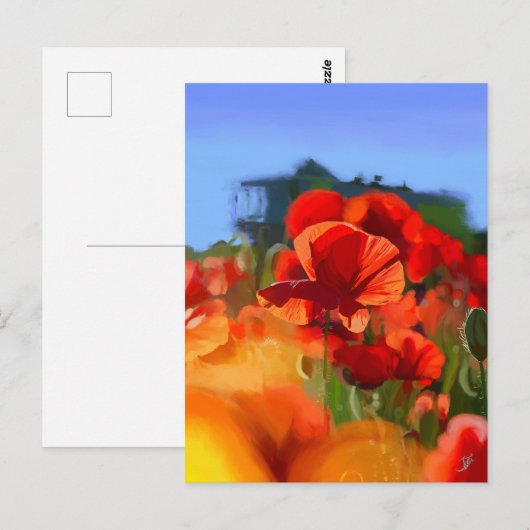 Mohnhaus - Ölmalerei Postkarte (Vorne/Hinten)