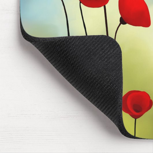 Mohnillustrierung, grünes Feld, blauer Himmel Mousepad (Ecke)