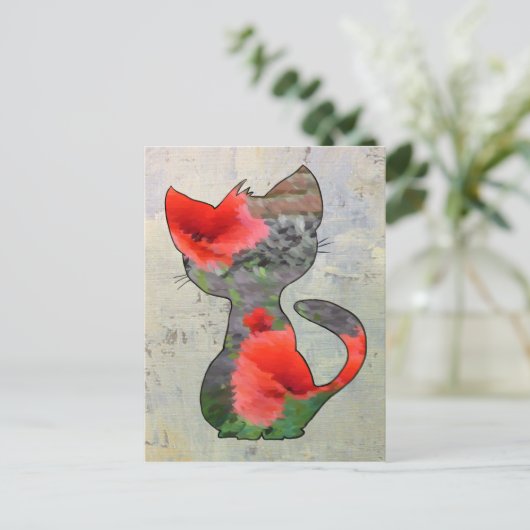 Mohnkatze Postkarte (Stehend Vorderseite)