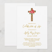 Mohnkreuz Lebensfeier Bestattung Einladung (Vorne/Hinten)