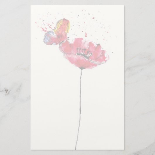 Mohnlackierung Blume Briefpapier (Vorderseite)