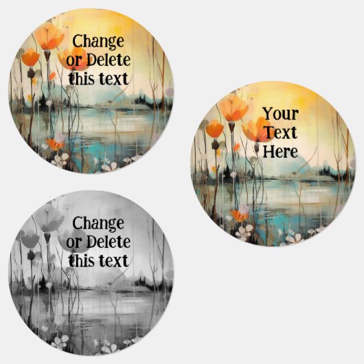 Mohnlandschaft Abstrakt mit roten Mohnchen Etiketten (Gruppe)