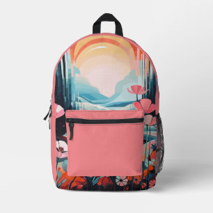 Mohnlandschaft Sonnenaufgang individuelle Name Bedruckter Rucksack