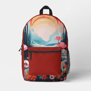 Mohnlandschaft Sonnenaufgang rot benutzerdefiniert Bedruckter Rucksack