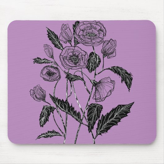 Mohnmaus - Benutzerdefinierte Farben - Lila Mousepad (Vorne)